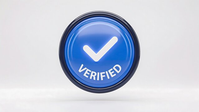Blue verified badge icon with checkmark for account authentication and digital trust