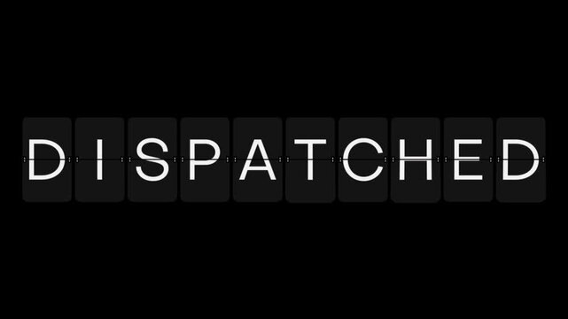 Split-Flap RECEIVING to DISPATCHED Logistics Status Display Animation on Black Background