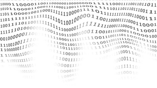 Abstract binary code wave motion, digital data stream background, cyber security technology concept