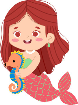 Colorful doodle mermaid pose 9