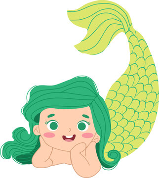 Colorful doodle mermaid pose 7