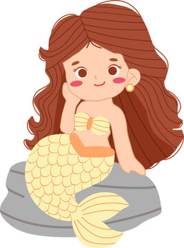 Colorful doodle mermaid pose 2