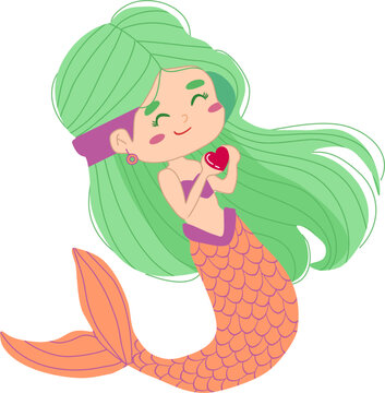 Colorful doodle mermaid pose 6