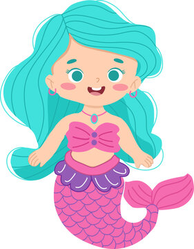 Colorful doodle mermaid pose 4