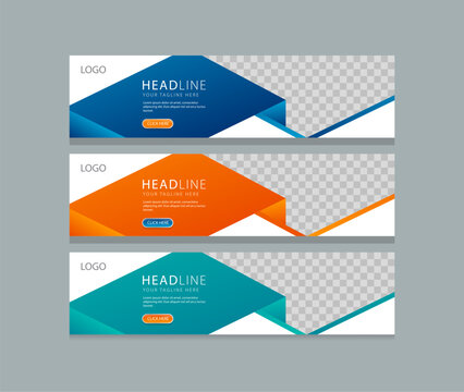 horizontal web banner design background template. Suitable for web and social media ads. Vector illustration file with Space to add pictures.