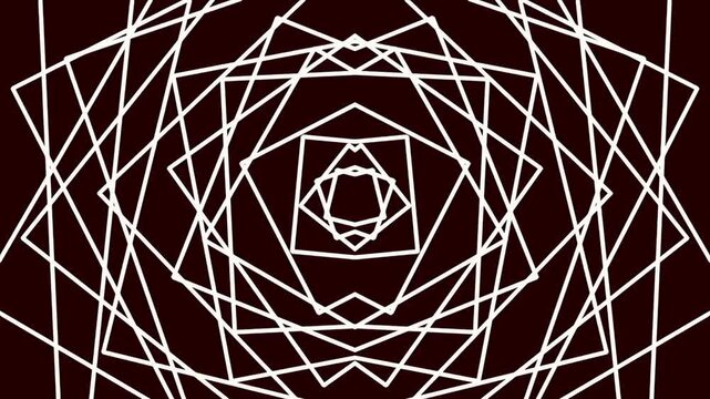 Geometric pattern features white interlocking squares on a dark background.
