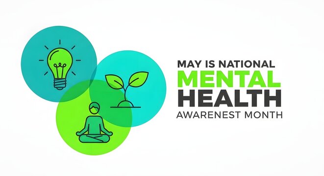 National mental health awareness month graphic design for world mental health day campaigns and wellness education concepts