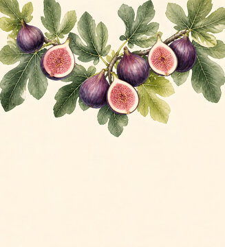 Fresh figs V shaped watercolor frame