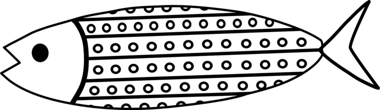 Line art doodle fish 6
