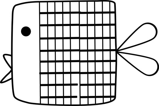 Line art doodle fish 5