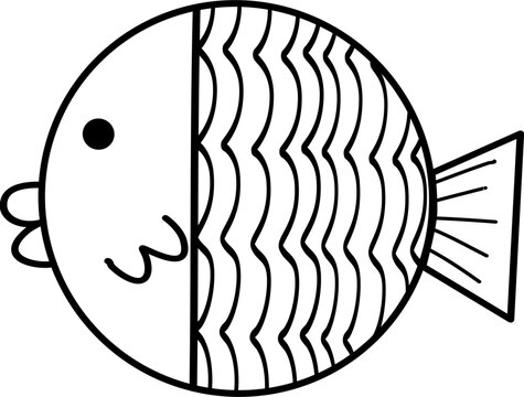 Line art doodle fish 1
