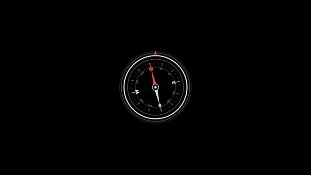 Rotating magnetic compass needle on black background. 4K Video