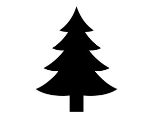 Fototapeta premium Black Silhouette of a Coniferous Pine Tree Vector Icon