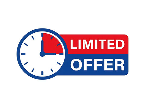 Limited offer sign with a clock icon