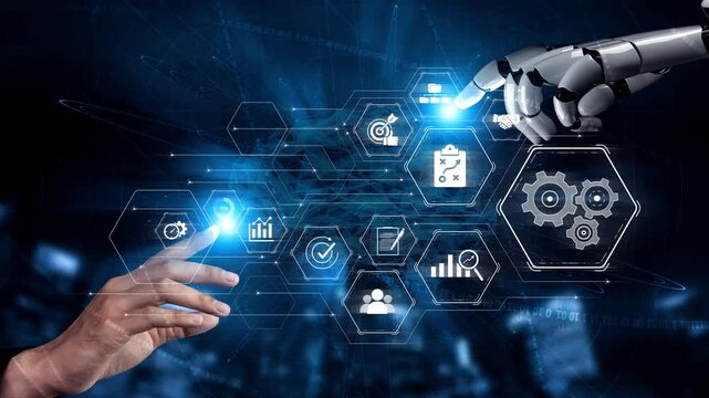 AI optimizing business management system, enhancing productivity, tracking progress, analyzing performance, and automating teamwork coordination across structured operations. Marrow