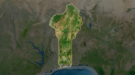 Satellite View of Benin with Geographic Terrain Details