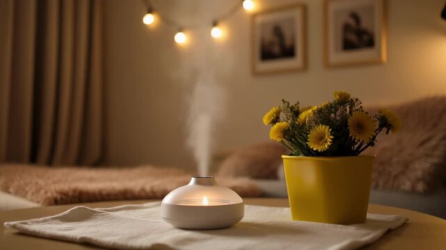 close up time lapse blooming yellow flower in vase