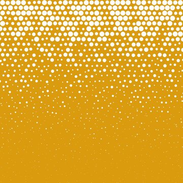 A mustard yellow background featuring a halftone gradient of white circles that decrease in size from top to bottom.
