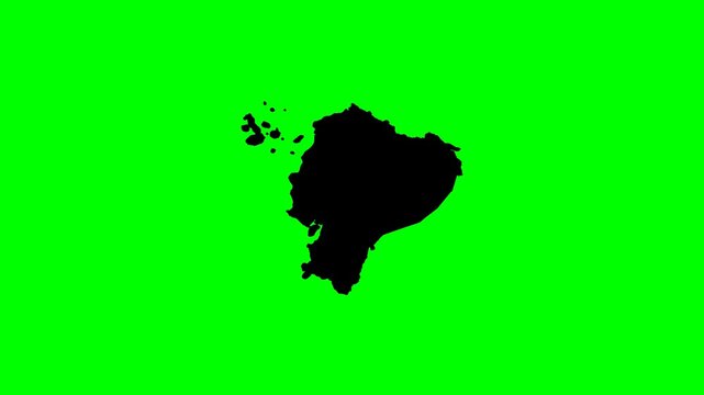 Animation geography south america latam animated map progression of Ecuador country borders on green background