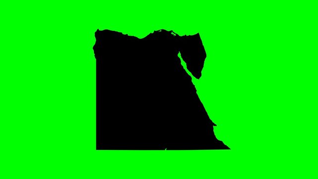 Geography country animation animated map of Egypt transforming from green to black silhouette over time