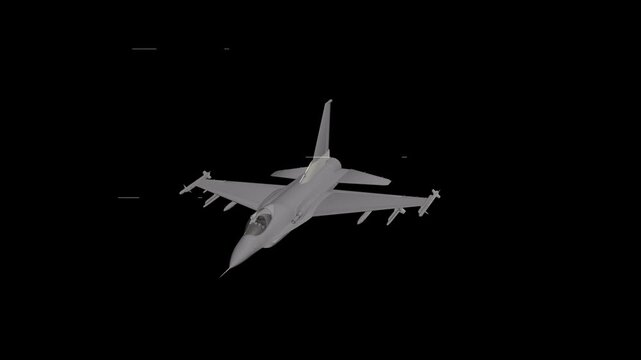 3D animation of a modern fighter jet isolated on a transparent background, ideal for military, aviation, defense, aerospace, gaming, VFX, and motion graphics projects.