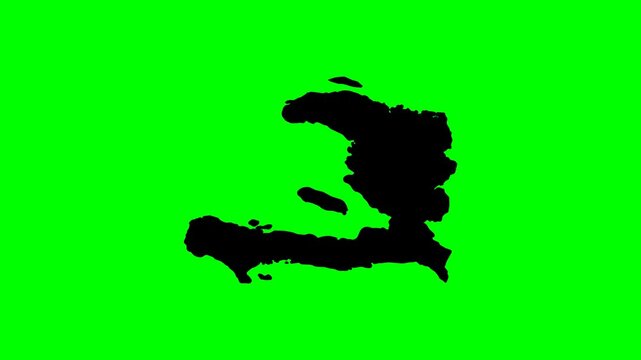Animation geography Caribbean video stock animated map progression of Haiti island with green background transition