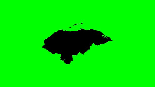 Central america animation geography animated map progression of Honduras country borders on green screen background