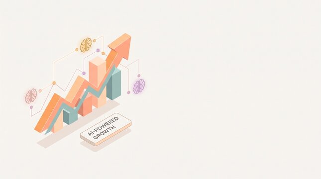 Isometric Artificial Intelligence Business Analytics and Financial Growth Concept