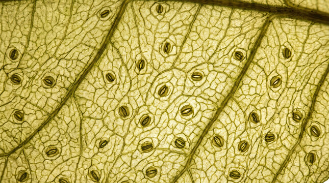 Macro close-up of leaf veins and stomata showing natural cellular structure