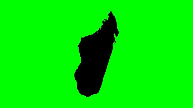 Geography map transition africa madagascar island silhouette animation with green background for travel presentation slides