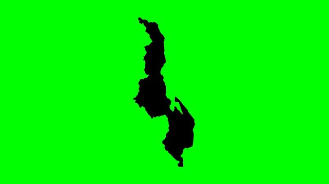 Africa geography silhouette transition stock malawi country map animation showing progressive darkening over green background