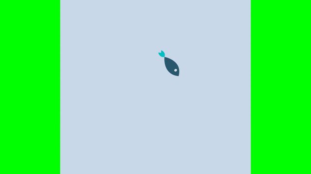 Animated flat design fish swimming on light blue background