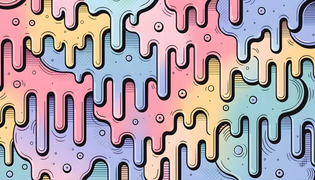 Creative Pastel Rainbow Melted Ice Cream Drip Pattern Background Frame Asset for Social Media Post and Digital Banner