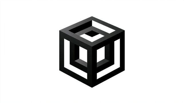 Abstract 3D Geometric Cube Illusion with Optical Art Design