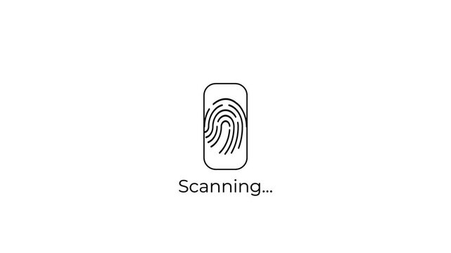animated fingerprint scan interface showing scanning progress, authentication failure, no match found message and ui motion design.