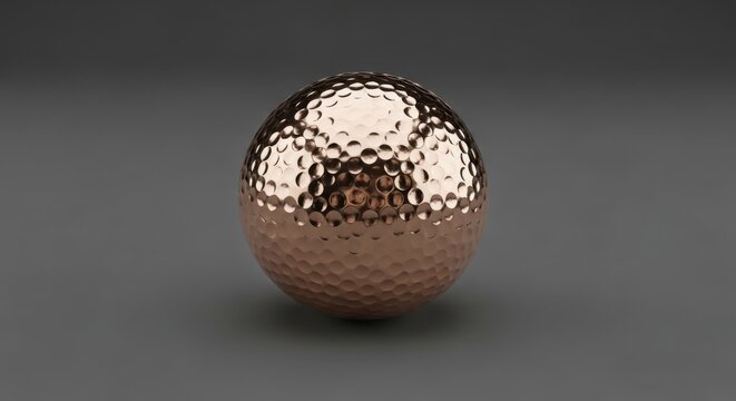 Hammered copper sphere, textured rose gold ball, shiny metal orb, damask finish sphere, golf ball shape