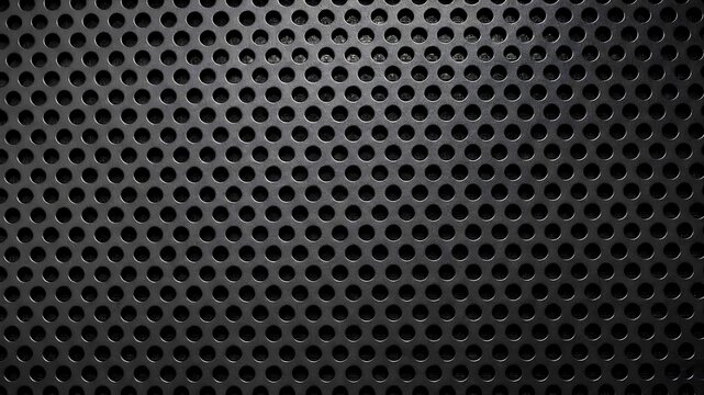Black perforated metal mesh background texture - Industrial dark metallic speaker grill surface pattern -