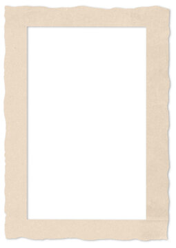 Minimalist Blank Frame Paper for Journaling. A simple beige rectangular frame with a transparent center for framing digital photos.