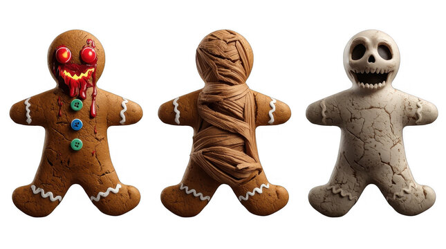 Set of Spooky Halloween Gingerbread Man Cookies