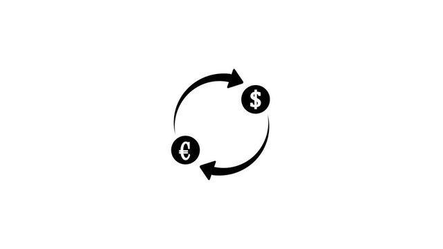 Black euro currency symbol inside a circular arrow exchange set against a clean white background signifying financial movement and monetary transactions Keywords: euro, currency, symbol, exchange