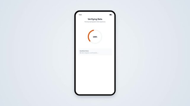 Smartphone Screen Showing Verifying Data with Circular Progress Loading Bar Counter Animated Template for Mobile Application User Interface