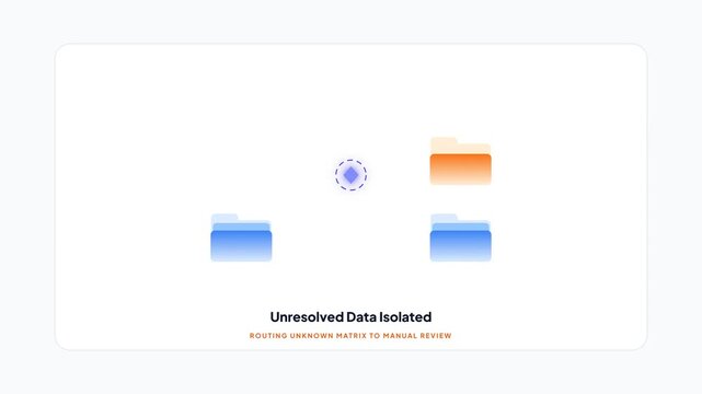 Data Isolation Process Animation of Unresolved Assets for Manual Review Light Theme Vector Minimalist Motion Graphics