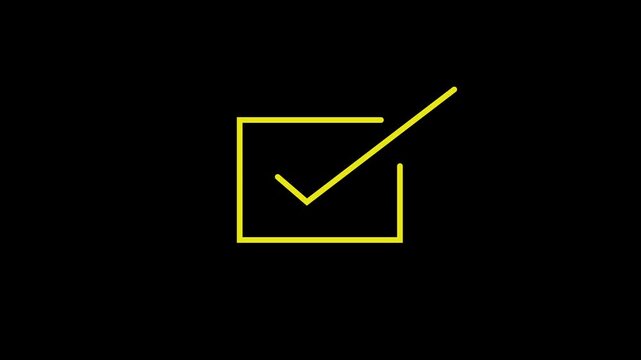 Animated yellow check mark icon. right check mark icon transparent background.