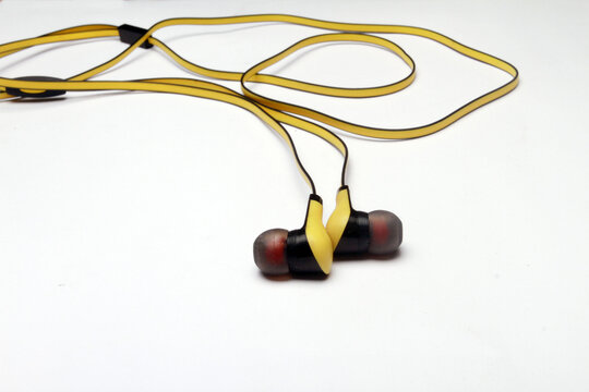 ear phone on white table