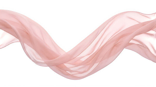 Elegant pink silk fabric flowing in motion, soft chiffon textile wave on transparent background, ethereal flying satin material for luxury fashion branding