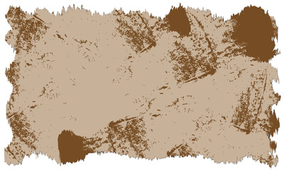 Fototapeta premium Distressed rectangular parchment texture with jagged edges and rough brown splattered ink surface design background with displays rectangular piece