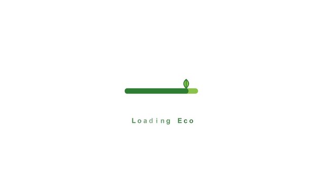 Eco friendly green progress bar loading motion video. Nature leaf moving indicator for environmental sustainability and ecology UI motion graphic design