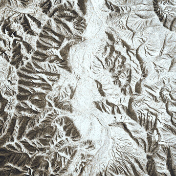 Snow Covered Mountain Terrain Texture with Alpine Erosion Seamless