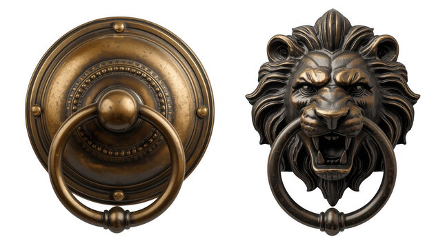 Two Vintage Decorative Bronze Metal Door Knockers