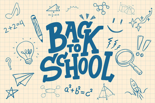 Back to school, Colorful back to school-themed graphics display learning tools and symbols